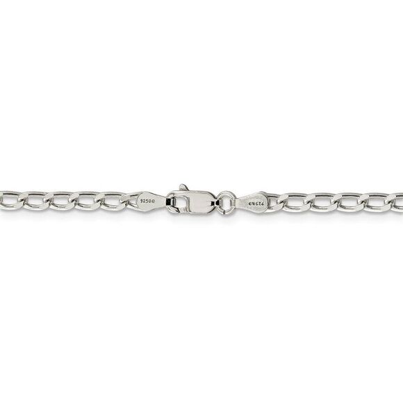 Rhodium Plated Sterling Silver 3.2mm Open Curb Chain Anklet, 10 Inch - Picture 3 of 6